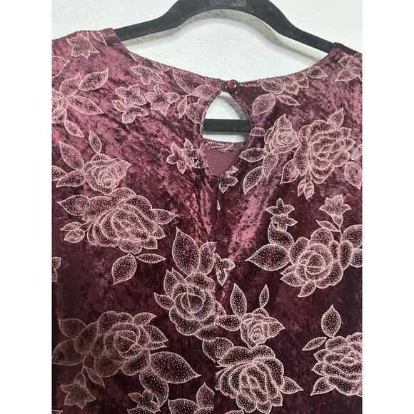 Vintage Y2K Velvet Maxi Dress Whimsigoth Burgundy Floral Fairy Grunge Size Med - Picture 5 of 7